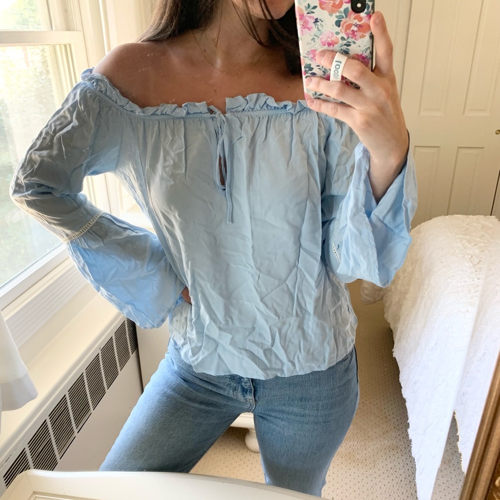 Blue off the shoulder top